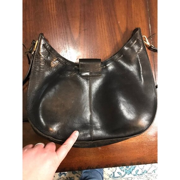 Vera Pelle Black Embossed Leather Purse Crossbody Bag - Picture 11 of 12